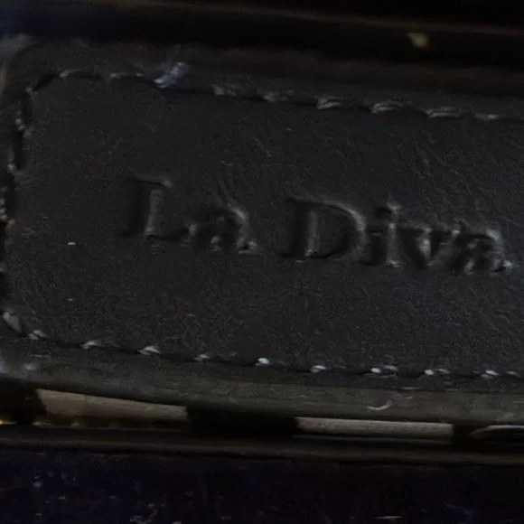 LaDiva Navy Velvet Shoulder Bag with Gold Chain crossbody - Picture 9 of 11